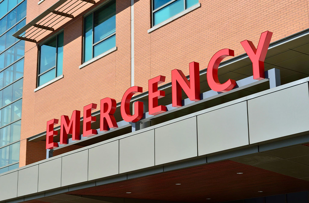 red emergency sign displayed on dental clinic in tarneit